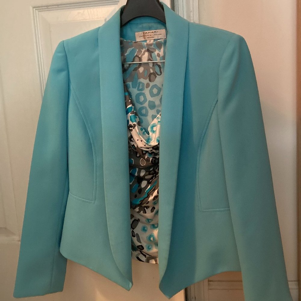 Tahari Light Blue Suit Jacket and Matching Shirt